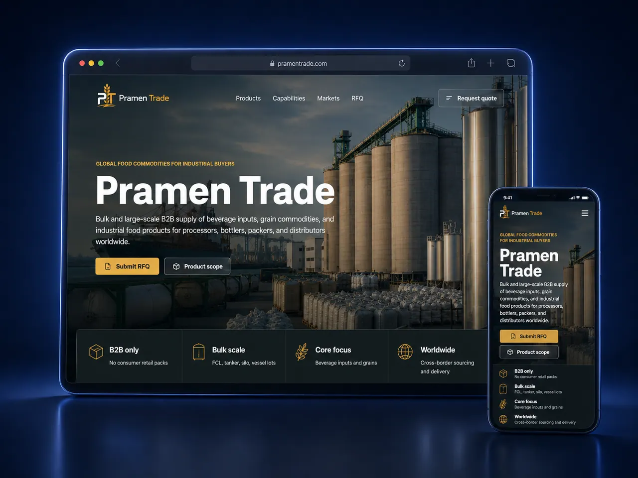 Pramen Trade veebilehe näide